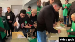 "Эркин Европа/Азаттык" радиосунун кабарчысы Марнеули шаарындагы добушканадагы мыйзам бузууга күбө болгон. 26-октябрь, 2024-жыл.