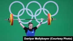 Қазақстандық ауыр атлет Карина Горичева. Бразилия, Рио-де-Жанейро, 9 тамыз 2016 жыл.  