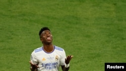 «Լիվերպուլի» դեմ խաղում «Ռեալի» գոլի հեղինակ, բրազիլացի Վինիշիուս Ժունիորը, Փարիզ, 28 մայիսի, 2022թ.