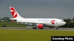 Czech Republic -- A ČSA Czech Airlines plane.