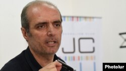 Armenia - Civic activist Levon Barseghian demonstrates his pocket knife shortly after being released from custody, 29Jul2016.