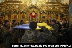 Прощание с погибшим бойцом ВСУ в Киеве. Январь 2025 года