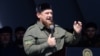 Chechen leader Ramzan Kadyrov addresses a rally in Grozny expressing support for the Rohingya Muslim minority in Burma on September 4.