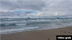 Корабли Черноморского флота России у побережья Одесской области. Скриншот с видео в телеграм-канале «Свидетель Украины»