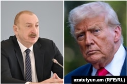 Президенти Азербайджану та США Ільхам Алієв і Дональд Трамп. Комбіноване фото