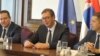 Serbian President Aleksandar Vucic attends a meeting with political representatives of Serbs from Montenegro in Belgrade on August 5.