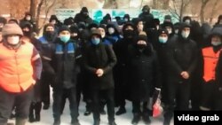 Some 300 workers gathered in front of the administrative building of their employer, Tranco Zhezqazghan, in the city of Zhezqazghan.'