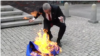 Grzegorz Braun, one of the leaders of "Confederation", tore down and set fire to the EU flag in Katowice. Poland, May 6, 2025