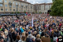 Акцыя пратэсту ў Вільні супраць новай кіроўнай кааліцыі 26 жніўня 2025 году