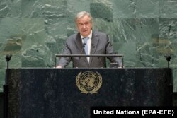 Бириккен Улуттар Уюмунун Баш катчысы Антониу Гутерриш. Нью-Йорк. 2020-жылдын 21-сентябры.