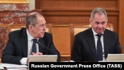 Russian Foreign Minister Sergei Lavrov and Defense Minister Sergei Shoigu (file photo)