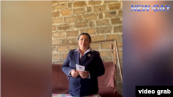 A screenshot from a charity video featuring Anush Hambardzumyan, principal of a school in the village of Geghakert, Vagharshapat community, Armenia.