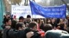 Armenians rally outside the French Embassy in Yerevan to thank France for a bill passed by its Senate making denial of the Armenian genocide a crime on January 24.