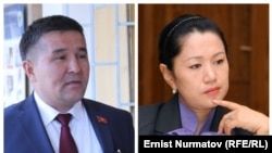 Депутат Сагындык Келдибаев жана экс-депутат Ыргал Кадыралиева.