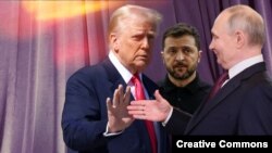 ԱՄՆ նախագահ Դոնալդ Թրամփ, Ուկրաինայի նախագահ Վլադիմիր Զելենսկի, ՌԴ նախագահ Վլադիմիր Պուտին, կոլաժ