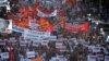 Armenia -- Thousands of people march in Yerevan in protest against controversial Turkish-Armenian agreements.