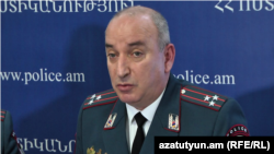 Ոստիկանության շտաբի պետ, գնդապետ Արմեն Ղուկասյանը ասուլիսի ժամանակ, Երևան, 30-ը հունվարի, 2019թ.