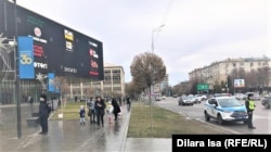 Полиция патрулирует улицы Шымкента 3 января — тогда еще митингов в городе не было