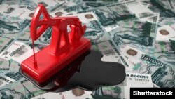 Ռուսական ռուբլու արժեզրկումն ու նավթի գնի անկումը խորհրդանշող նկար
