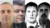 The Interpol images of (from left to right) Predrag Bogicevic, Nemanja Ristic, Vladimir Popov, and Eduard Shirokov -- suspects in the assassination attempt and coup in Montenegro in 2016