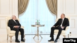 Ադրբեջանի նախագահ Իլհամ Ալիևն ընդունում է Իրանի ԱԳ նախարար Մոհամադ Ջավադ Զարիֆին, Բաքու, 25-ը մայիսի, 2021թ․