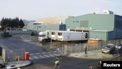 Склад продуктов питания, в котором после обнаружения следов конины в гамбургерах  инициировали проверку. Северный Йоркшир, 16 января 2013 года.  