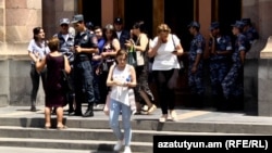Parents of missing Armenian soldiers in front of the government building in Yerevan, June 28, 2021