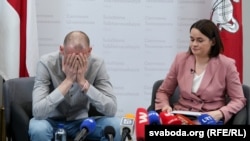 Сяргей і Сьвятлана Ціханоўская на прэсавай канфэрэнцыі 22 чэрвеня 2025 году