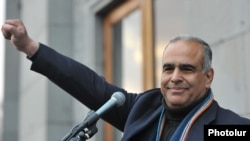 Opposition leader Raffi Hovannisian, seen here at a rally in late February, has said he will decide on March 4 whether or not to file a complaint with the Armenian Constitutional Court.