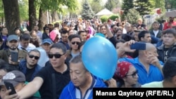 Выступление в Алматы с призывом бойкотировать выборы. 1 мая 2019 года.
