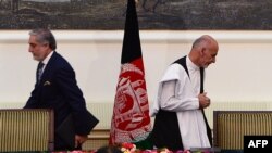 محمد اشرف غنی رئیس جمهور افغانستان و عبدالله عبدالله رئیس اجرائیه حکومت وحدت ملی افغانستان.