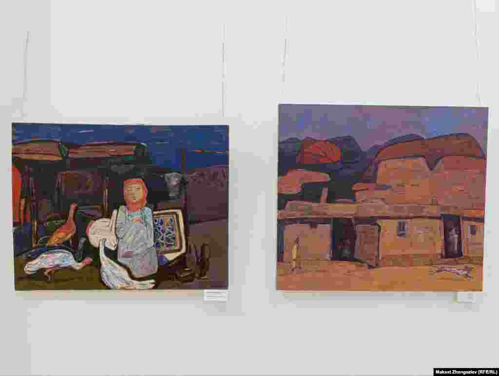 Музейдин чоң залдарынын бирине илинген сүрөттөрдүн көпчүлүгү адам турмушуна, табиятка арналган. Айрыкча эмгектердин ичинен айыл элестерин, андагы күнүмдүк тиричиликти көп көрүүгө болот. Сүрөтчү муну айылда чоңойгондугуна, бала кезден көкүрөгүнө кыттай уюп калган таасирлерине байланыштырат. &nbsp; &nbsp;