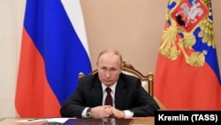 RUSSIA -- Russian President Vladimir Putin attends a meeting with heads of religious confessions on the National Unity Day, via a video conference call in Moscow, November 4, 2020