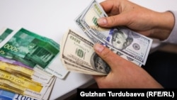 АКШ доллары жана Кыргызстандын сому.