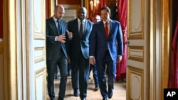 Fransanın xarici işlər naziri Jan-Noel Barro, Böyük Britaniyanın xarici işlər naziri Devid Lemmi və ABŞ dövlət katibi Marko Rubio Parisdə.