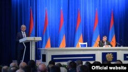 Президент Серж Саргсян выступает на  расширенном заседании коллегии Полиции РА, Ереван 23 октября 2017 г.