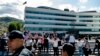 Reporters from multiple news outlets protest in Sarajevo on September 30 after a group of hooligans attacked the editorial board of Radio Sarajevo on September 27.