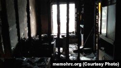 Ингушетиядагы "Мемориалдын" кеңсеси өрттөн кийин. 