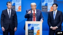 Дональд Трамп під час виступу на саміті НАТО у Гаазі, 25 червня, 2025 року.