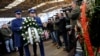 A wreath is laid to commemorate the 20th anniversary of the Markale massacre in Sarajevo on February 5. 