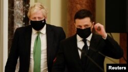 Борис Жонсон жана Владимир Зеленский Киевдеги жолугушууда. 1-февраль, 2022-жыл. 