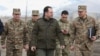 Armenia - Defense Minister Vigen Sargsian (C) visits a military base in northern Armenia, 15 March 2018.