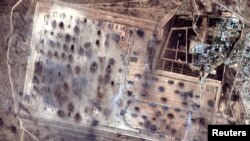 Арыстағы қару қоймасының жарылыстан кейінгі көрінісі.