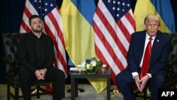 Прэзыдэнты ЗША і Ўкраіны Дональд Трамп і Ўладзімір Зяленскі. Нью-Ёрк, 23 верасьня 2025