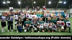 Акцыя салідарнасьці з журналістамі-палітвязьнямі перад матчам