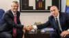 Kosovar President Hashim Thaci (left) and caretaker Prime Minister Ramush Haradinaj (file photo)