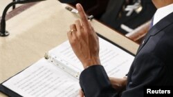 Барак Обама конгрессмендердин алдында жылдык кайрылуусун жасоодо. Вашингтон. 25-январь, 2011