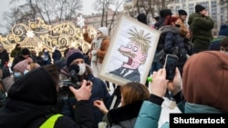 Орусияда Алексей Навальныйды колдогон акциялардын бири. 23-январь. 2021-жыл. 