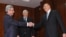 Presidents Serzh Sarkisian of Armenia and Ilham Aliev of Azerbaijan meet in Saint-Petersburg, Russia on June 4, 2009.