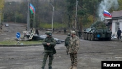 Şuşa şəhəri ətrafında Azərbaycan və Rusiya  hərbçiləri, 13 noyabr  2020